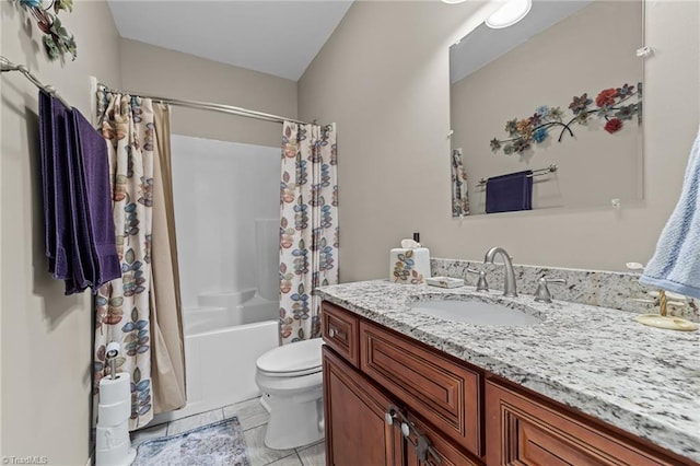 full bathroom featuring vanity, toilet, and shower / bath combo with shower curtain