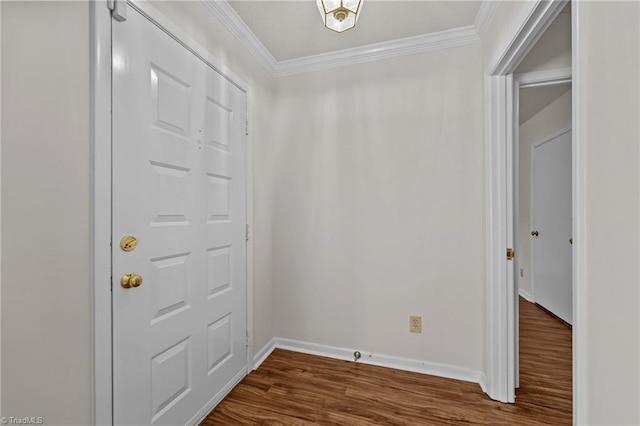 interior space featuring hardwood / wood-style floors and ornamental molding