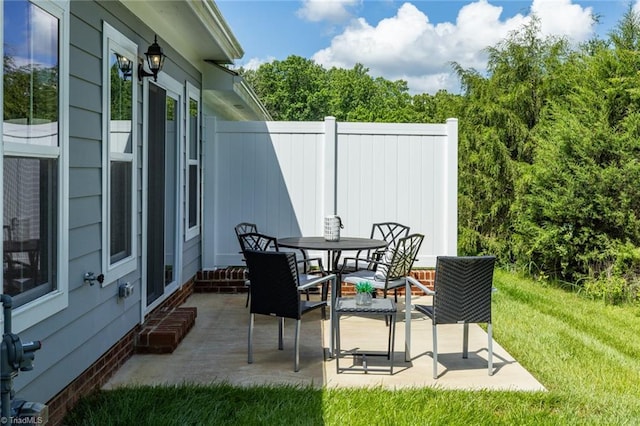 view of patio / terrace featuring outdoor dining space