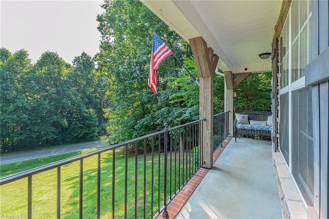 balcony featuring a porch