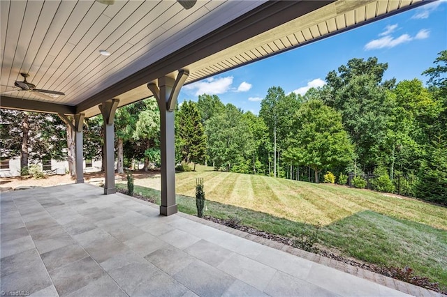 view of patio / terrace featuring ceiling fan