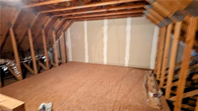 view of unfinished attic