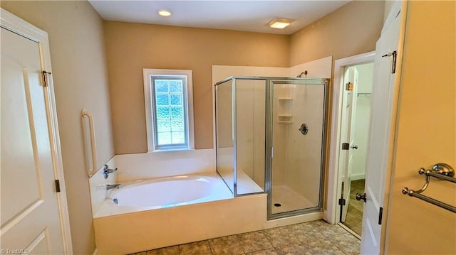 bathroom with plus walk in shower