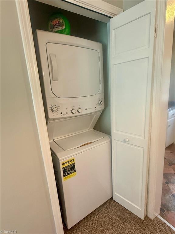 1500 Brent Ct Unit 9-B, Burlington, NC 27215 - laundry room featuring stacked washing machine and dryer