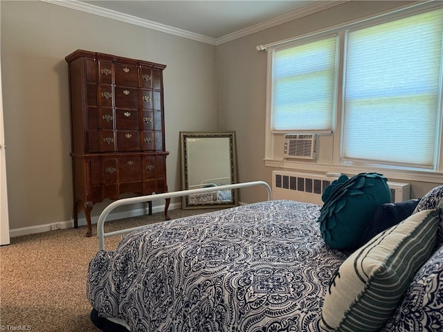 1500 Brent Ct Unit 9-B, Burlington, NC 27215 - bedroom with carpet, crown molding, radiator heating unit, and baseboards