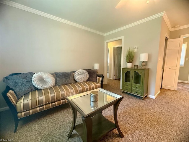 1500 Brent Ct Unit 9-B, Burlington, NC 27215 - living room featuring light colored carpet, baseboards, and crown molding