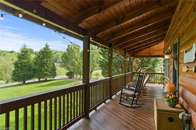 201 Cherokee Cir, Jefferson, NC 28640 - wooden deck featuring a lawn