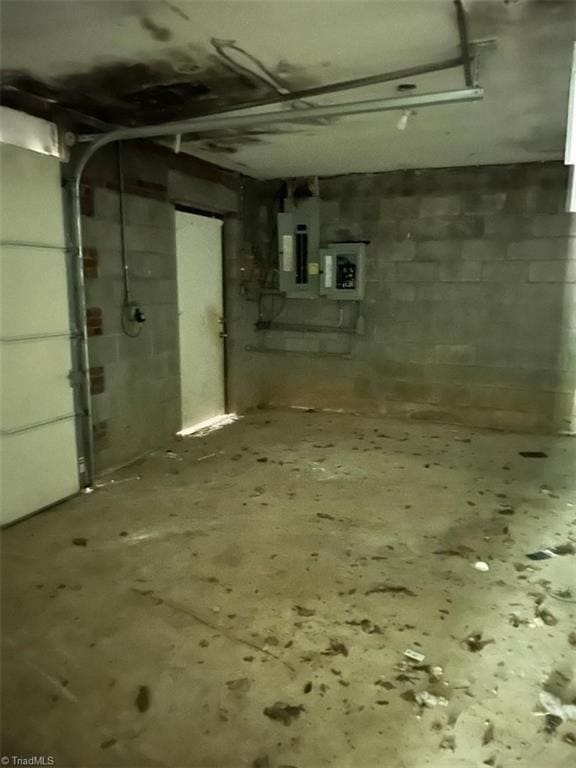 basement with electric panel