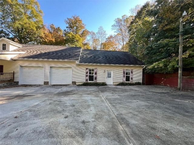 exterior space with a garage