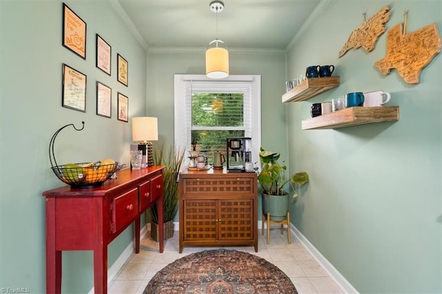 209 Burtner St, Greensboro, NC 27406 - interior space featuring ornamental molding, tile patterned floors, and baseboards