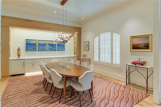 2632 Bartram Pl, Winston-Salem, NC 27106 - dining space with light wood-style flooring, a chandelier, and recessed lighting