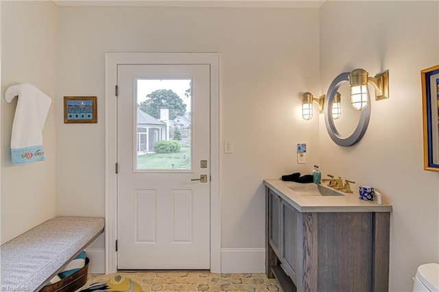 2632 Bartram Pl, Winston-Salem, NC 27106 - doorway with a sink and baseboards