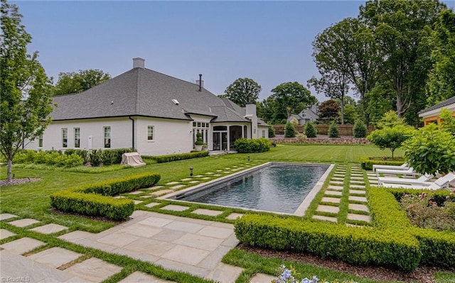 2632 Bartram Pl, Winston-Salem, NC 27106 - outdoor pool with a lawn and a sunroom