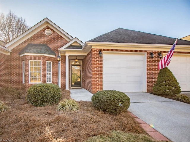 single story home with a garage