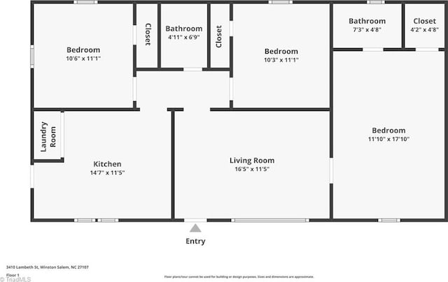 3410 Lambeth St, Winston-Salem, NC 27107 - view of property floor plan