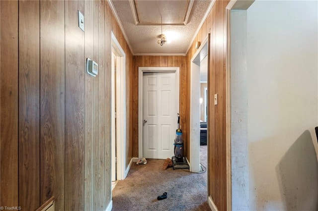 3410 Lambeth St, Winston-Salem, NC 27107 - hall featuring carpet floors and wood walls