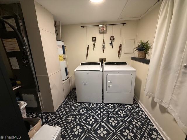 7098 E Fork Rd, High Point, NC 27265 - washroom featuring washer and clothes dryer and water heater