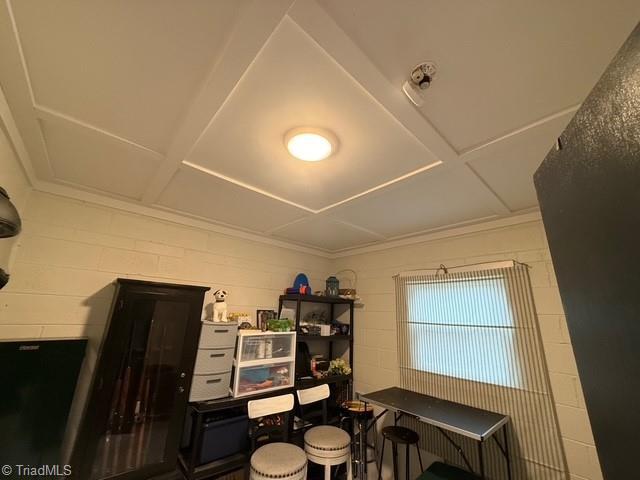 7098 E Fork Rd, High Point, NC 27265 - home office with concrete block wall and coffered ceiling
