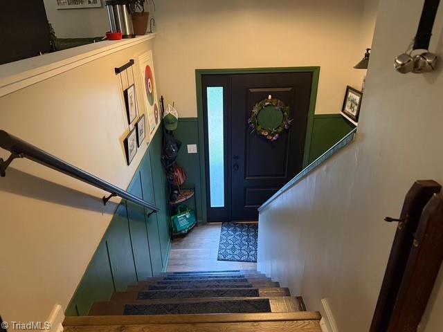 7098 E Fork Rd, High Point, NC 27265 - stairs with wood finished floors