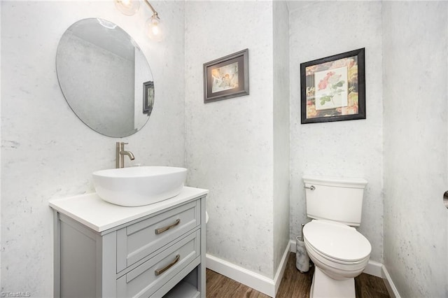 1101 Shalimar Ct, High Point, NC 27262 - half bath featuring wood finished floors, vanity, toilet, and baseboards