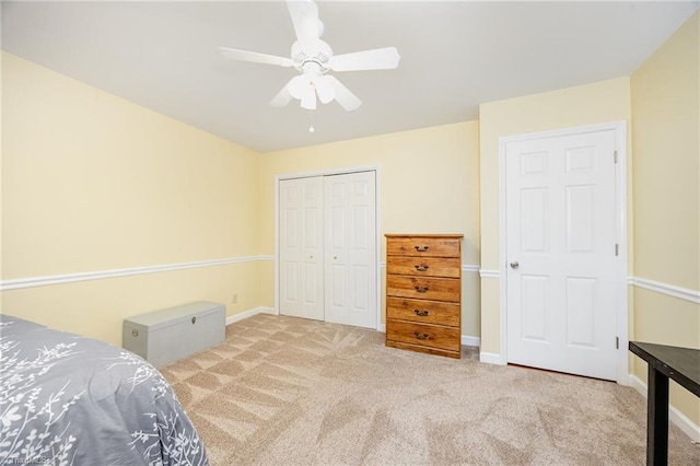 1101 Shalimar Ct, High Point, NC 27262 - carpeted bedroom featuring a closet, baseboards, and a ceiling fan