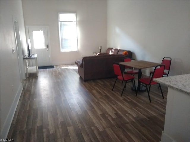 dining area with dark hardwood / wood-style floors