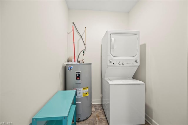 2109 Freeman St, Winston-Salem, NC 27127 - washroom with water heater and stacked washer / dryer