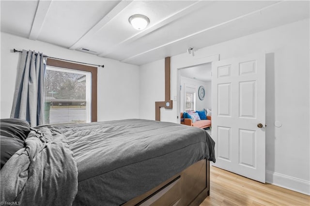 bedroom featuring light hardwood / wood-style flooring