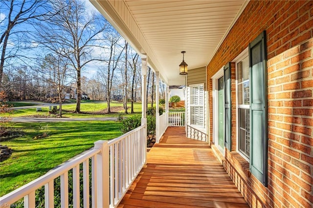 wooden deck featuring a porch