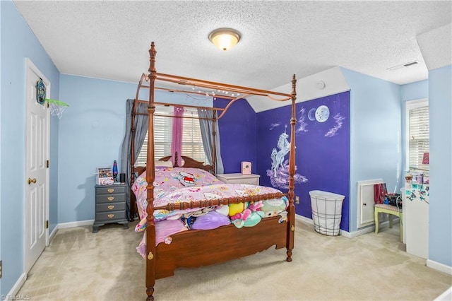 4104 Moss Brook Dr, Winston-Salem, NC 27127 - bedroom featuring carpet floors, a textured ceiling, baseboards, and visible vents