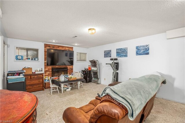 4104 Moss Brook Dr, Winston-Salem, NC 27127 - carpeted living room with a textured ceiling