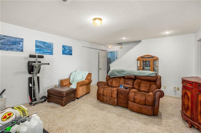 4104 Moss Brook Dr, Winston-Salem, NC 27127 - bedroom with recessed lighting, carpet, baseboards, and a textured ceiling