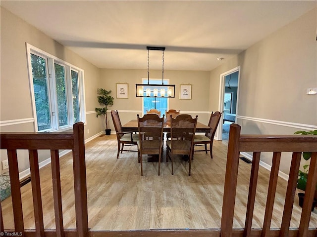 dining space featuring light wood-type flooring