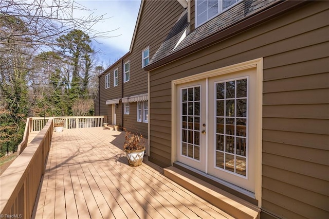 wooden terrace with french doors