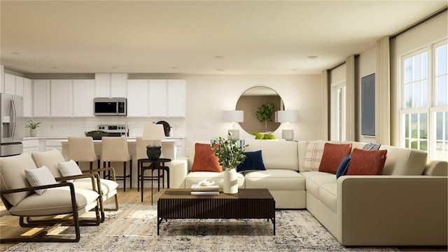 living room with light wood-style flooring