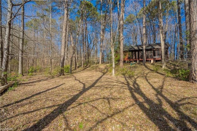 view of yard featuring a view of trees