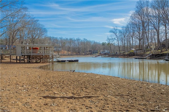 dock area featuring a water view