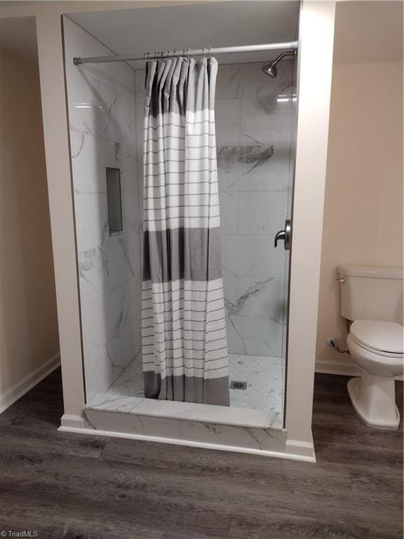 251 Marshall Farm Rd, Mount Airy, NC 27030 - bathroom featuring a marble finish shower and wood finished floors