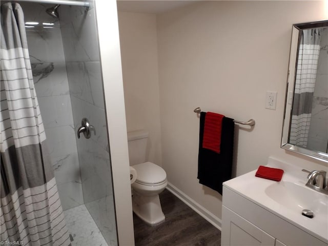251 Marshall Farm Rd, Mount Airy, NC 27030 - full bathroom with a marble finish shower, wood finished floors, and vanity