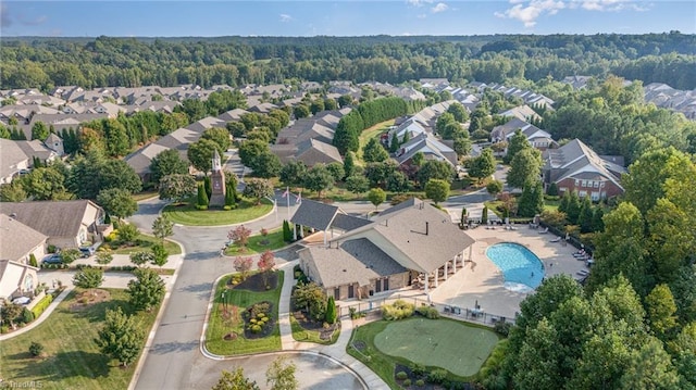 aerial view with a residential view