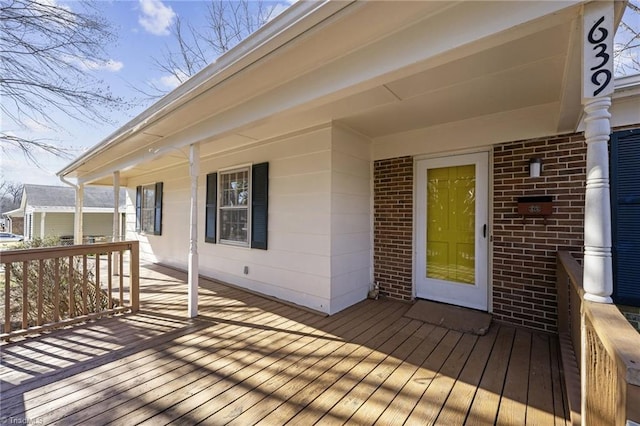 wooden deck with covered porch