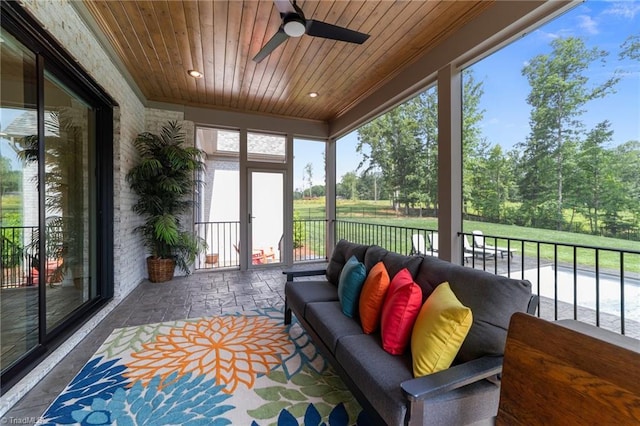7604 Pemberley Dr, Oak Ridge, NC 27310 - sunroom / solarium with ceiling fan and an outdoor living space