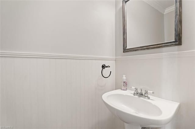 bathroom featuring crown molding and sink