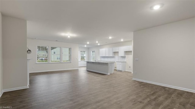 unfurnished living room with wood-type flooring