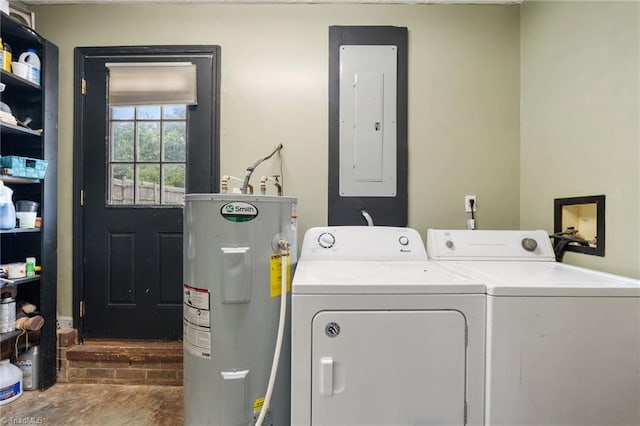 267 Pine Ridge Trl, Pinnacle, NC 27043 - washroom with water heater, electric panel, and washing machine and clothes dryer