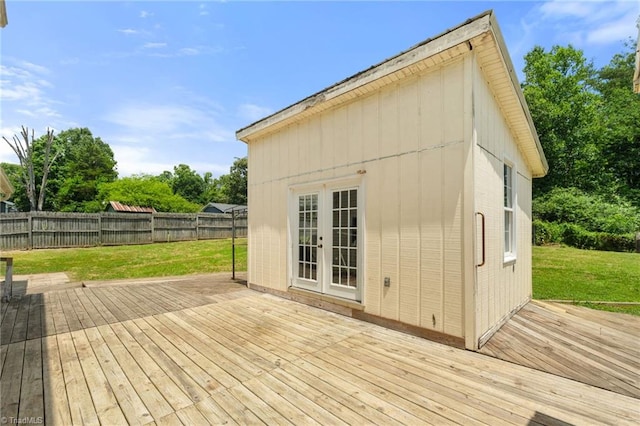 267 Pine Ridge Trl, Pinnacle, NC 27043 - wooden deck with a fenced backyard and french doors