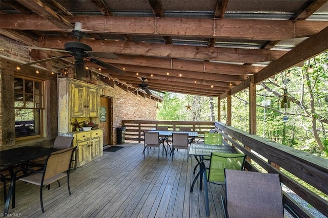 deck featuring ceiling fan