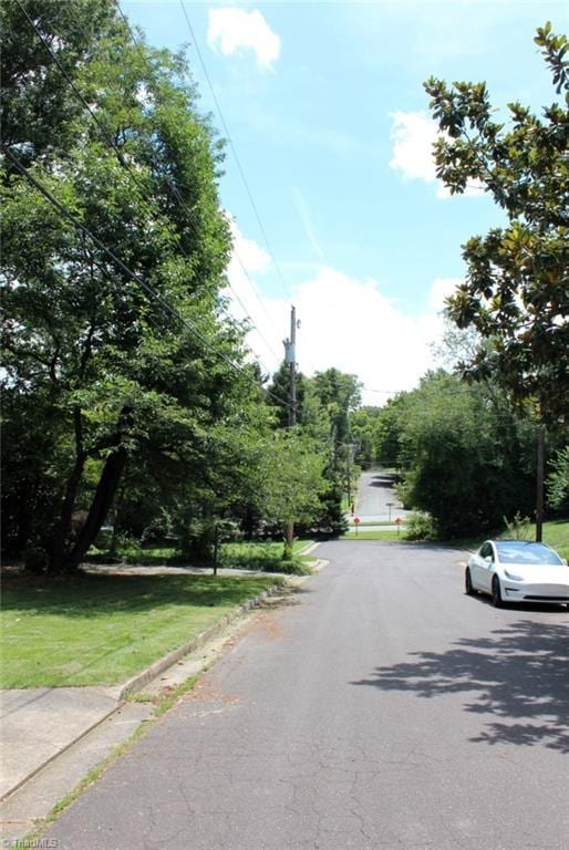 view of street featuring curbs