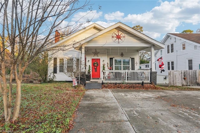 bungalow-style house with covered porch