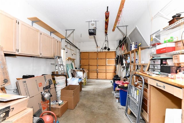 interior space with a garage door opener